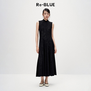 长款 温柔气质H型无袖 法式 连衣裙 BLUE轻奢优雅女装
