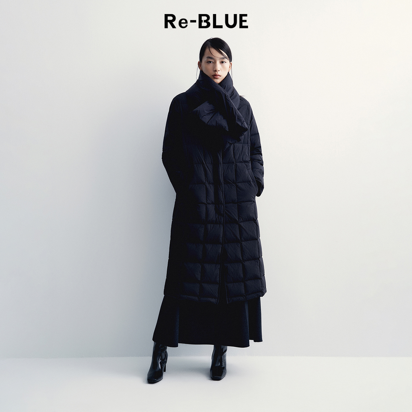 Re-BLU90白鹅绒长款保暖羽绒服冬