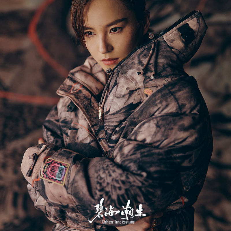 碧海潮生无边落木加厚羽绒服立领