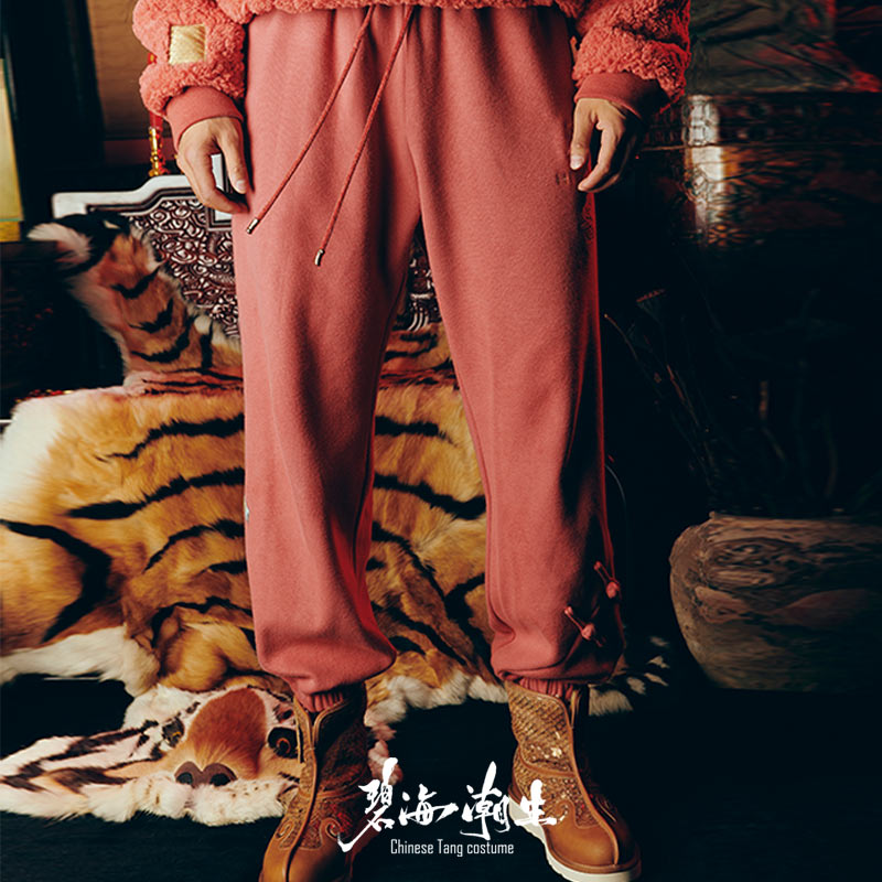 碧海潮生中国风国潮加绒卫裤男女