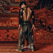 碧海潮生 中国风国潮印花泼墨做旧水洗牛仔裤 兰亭序 秋冬新款