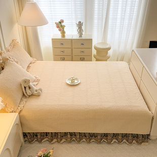 冬季牛奶珊瑚绒床盖三件套定制榻榻米炕盖防滑大尺寸加绒床单单件