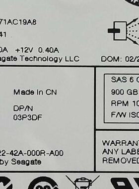 DELL R620 R720 900G10K 2.5 SAS服务器硬盘ST900MM0007 03P3DF