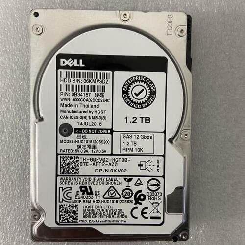 DELL 00KV02 HUC101812CSS200 0B34157 硬盘 1.2TB SAS 10K