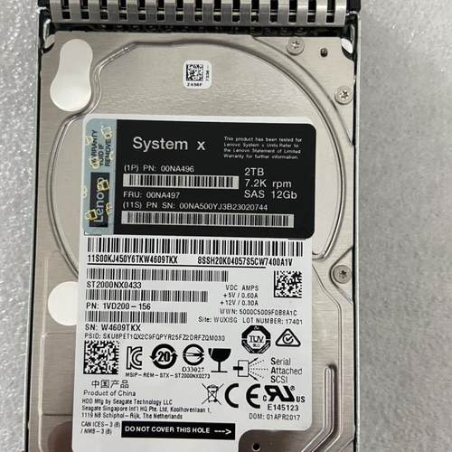 / 00NA497 00NA496 00NA500 2T SAS 12G 2.5寸硬盘原装