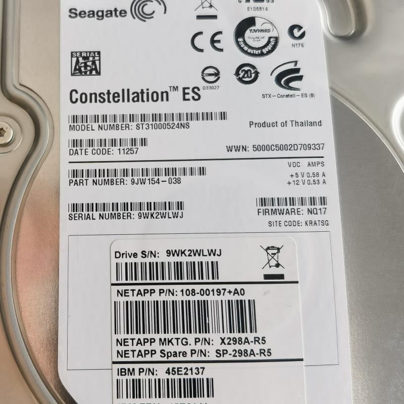 NetApp X298A-R5 45E2137 45E2141 1TB SATA转FC 存储硬盘