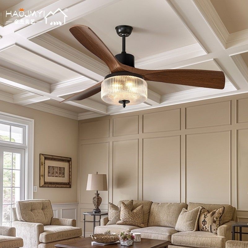 中古风扇灯包豪斯美式复古家用客餐厅吊扇灯一体厅卧室灯现代法式,家装灯饰光源,客厅吊灯,淘宝优惠券,粉丝福利购,淘宝优惠卷