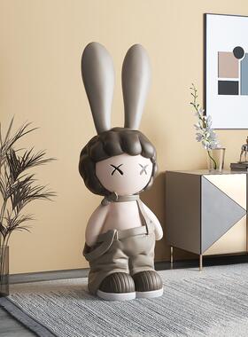 兔子娃娃时尚的大客厅地板站立的装饰品家庭装饰品旁边的电视柜乔