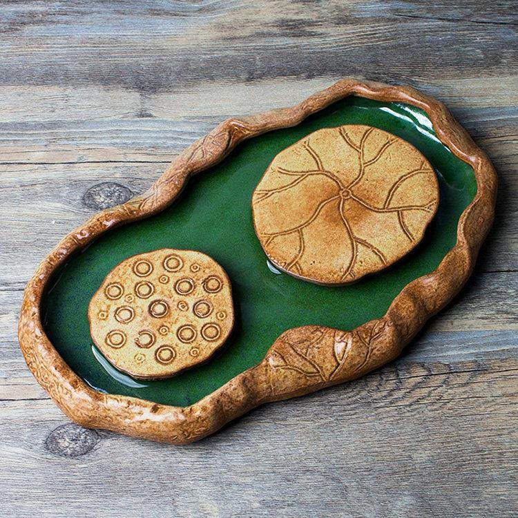 日式手工粗陶壶承陶瓷茶盘壶垫储水干泡台复古壶托盘茶海功夫茶道,餐饮具,茶盘,淘宝优惠券,粉丝福利购,淘宝优惠卷