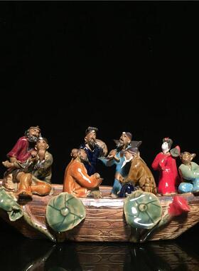 石湾娃娃八仙过海陶艺饰品创意客厅电视柜博古架饰品家居装饰礼品