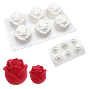 饰烘焙工具创意甜品磨具 6连玫瑰花慕斯硅胶模具情人节蛋糕装