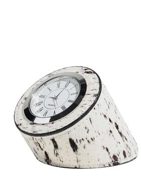 简约现代轻奢天然马毛床头柜时钟摆件样板房间民宿书房软装饰品