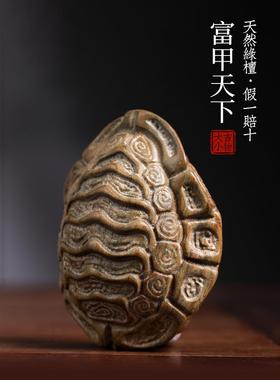 天然绿檀木雕刻富甲天下龟壳挂件摆件创意转运招财文玩手把件原木