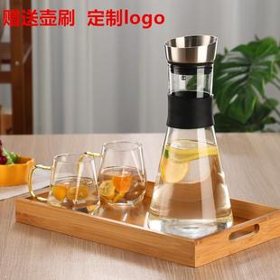 冷水壶加厚防爆家用餐厅酒吧多功能网红冷水壶 耐热玻璃凉水壶欧式