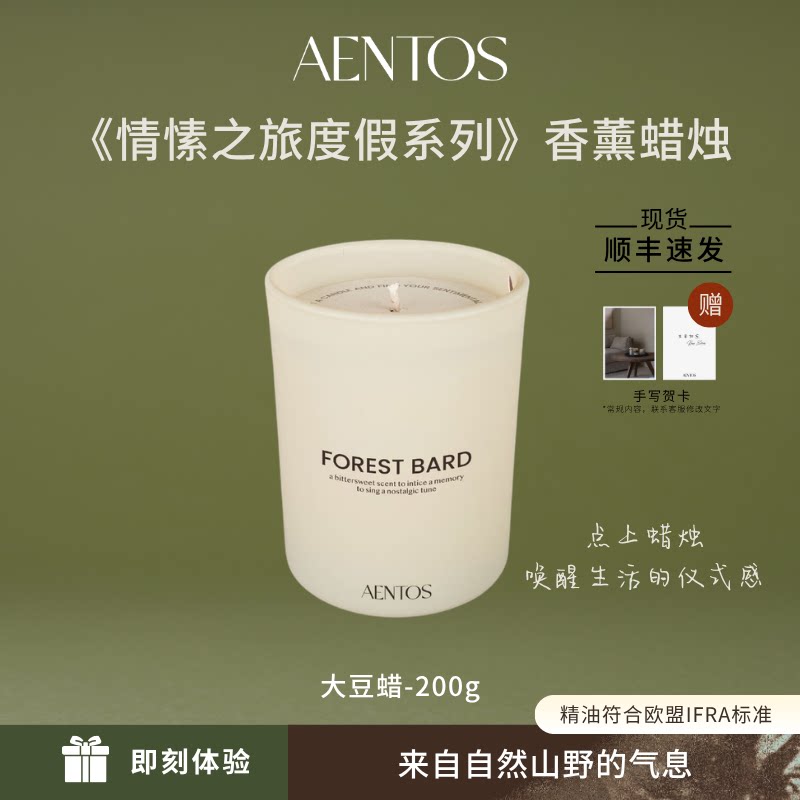 AENTOS香薰蜡烛大豆蜡小众高级木质调搬家室内香氛