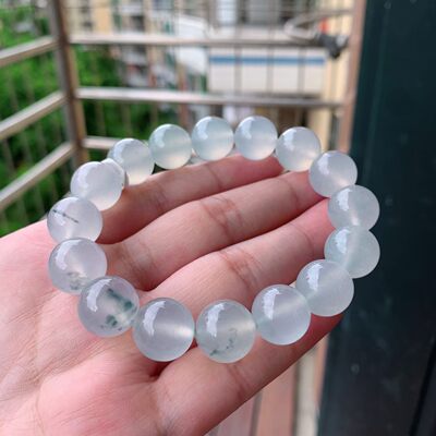 缅甸天然a货翡翠 高冰飘花大卡手串 卡13mm