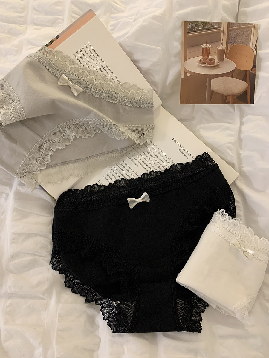 树懒少女日系简约纯棉内裤女生性感蕾丝边中低腰抗菌短裤三角裤头,女士内衣/男士内衣/家居服,女三角裤,淘宝优惠券,粉丝福利购,淘宝优惠卷
