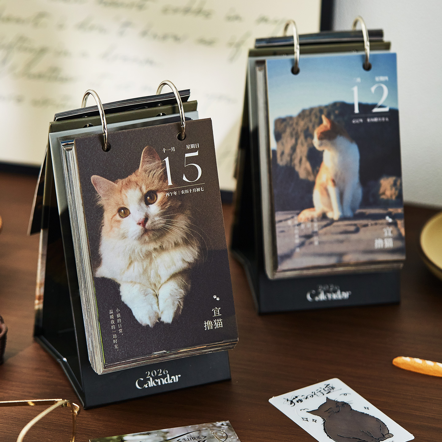 2026年新款猫的行迹撸猫日历可爱365张猫咪萌宠插画女生高颜值办公室摆件新年送闺蜜情侣高档文艺生日小礼物