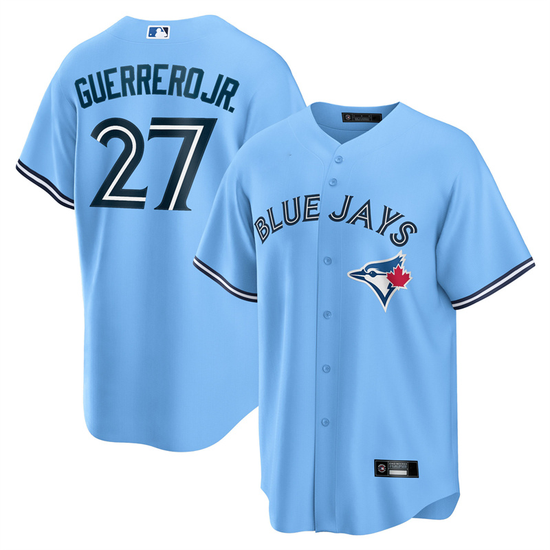 多伦多蓝鸟队棒球服Toronto Blue Jays 27号Guerrerd jr球衣 刺绣