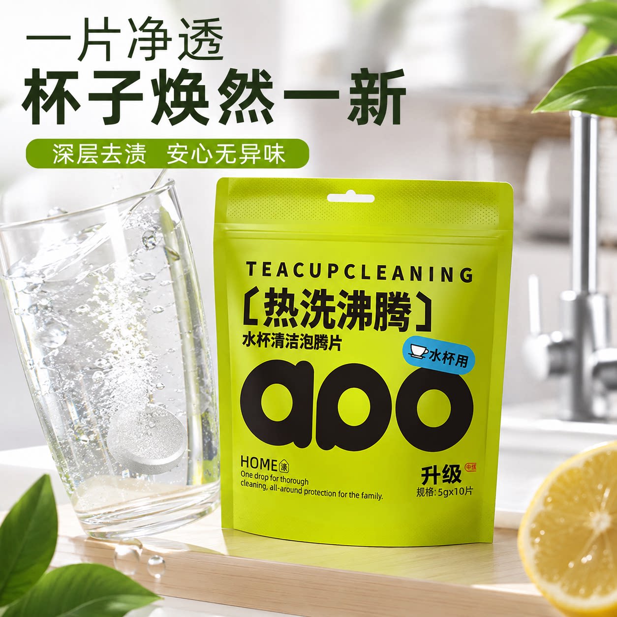 水杯活氧去茶渍除垢洗杯子茶壶奶渍茶垢温和清新清洗剂泡腾片神器