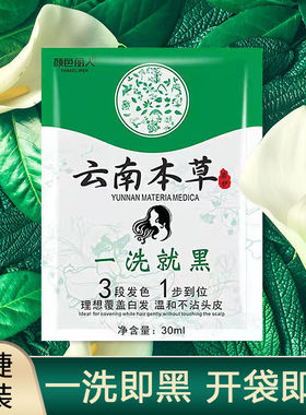 一洗黑天然纯植物黑色染发剂一支黑泡泡染自己染盖白发正品无刺激