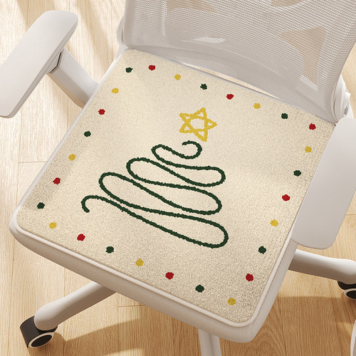 圣诞节日坐垫椅垫屁股垫大学生仿羊绒加厚凳子毛绒办公室冬季坐垫