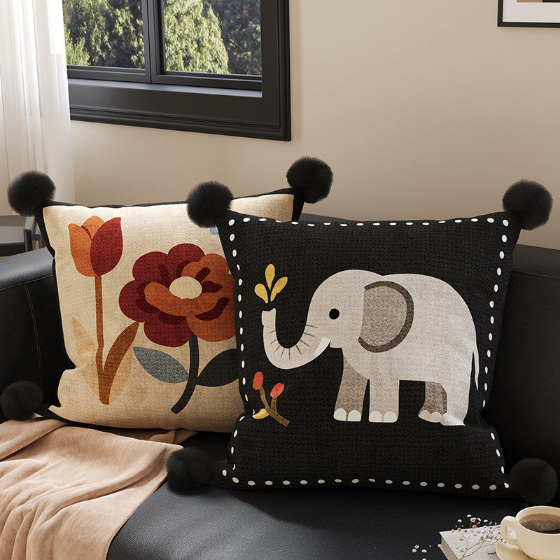 复古抱枕客厅沙发靠枕靠背靠垫飘窗床上装饰腰靠可拆洗含枕芯腰枕