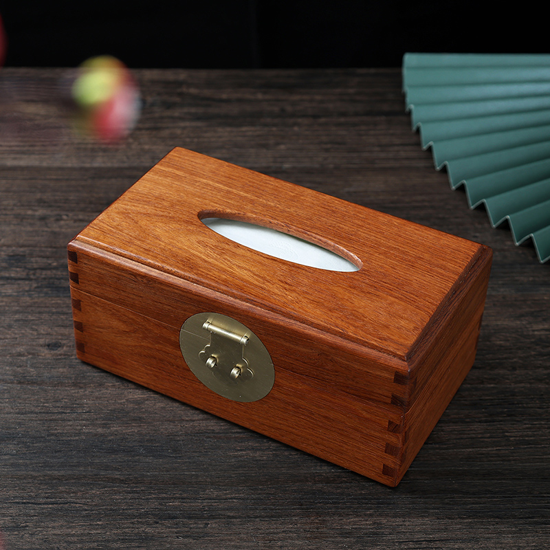 大果紫檀纸巾盒缅甸花梨木抽取式卫生纸盒中式红木桌面摆件饰品实