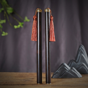 紫光檀木香筒中式禅意线香盒焚香器香管小香炉多功能旅行香插描金