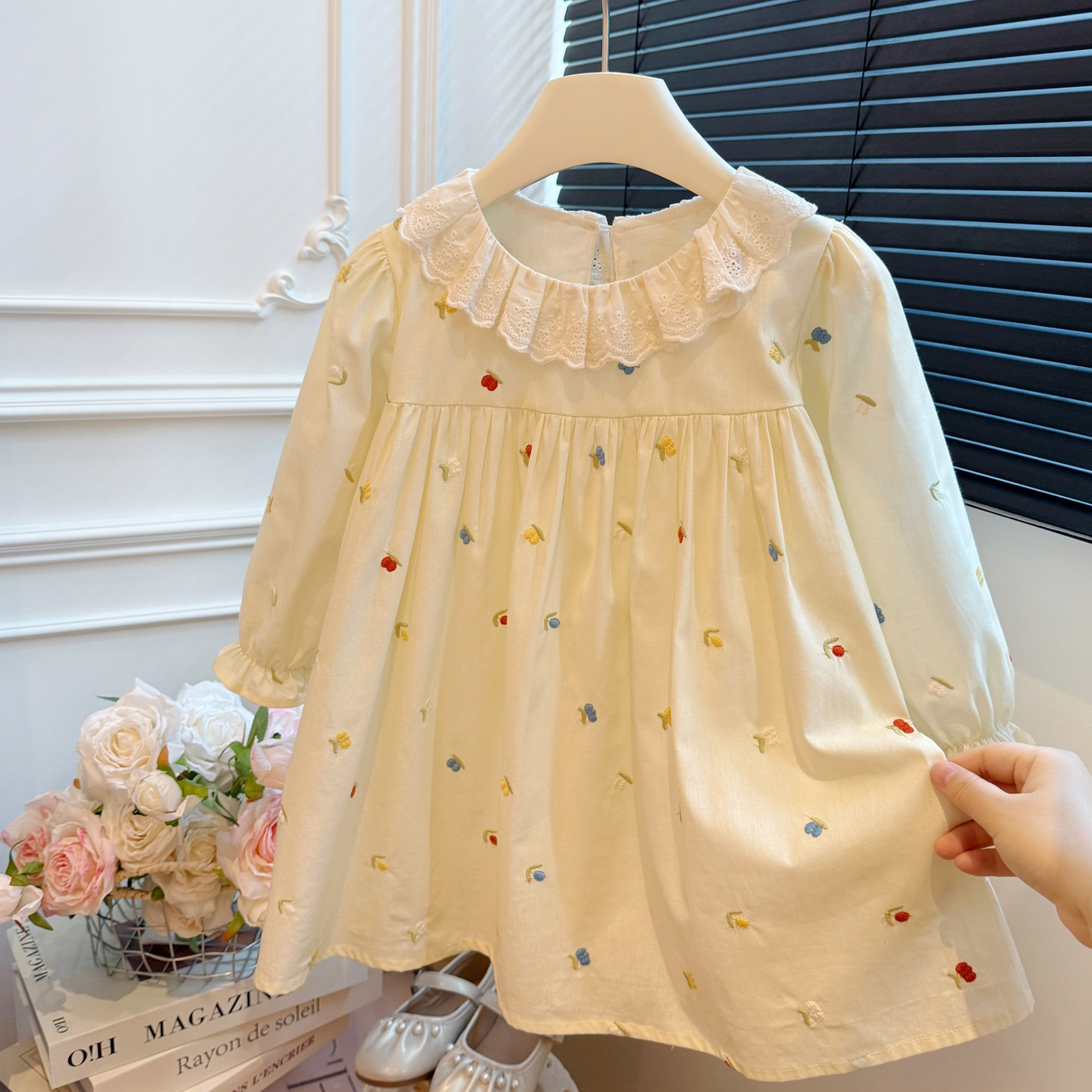 新款女童秋装甜美纯棉长袖刺绣连衣裙女宝宝休闲韩版儿童洋气童装