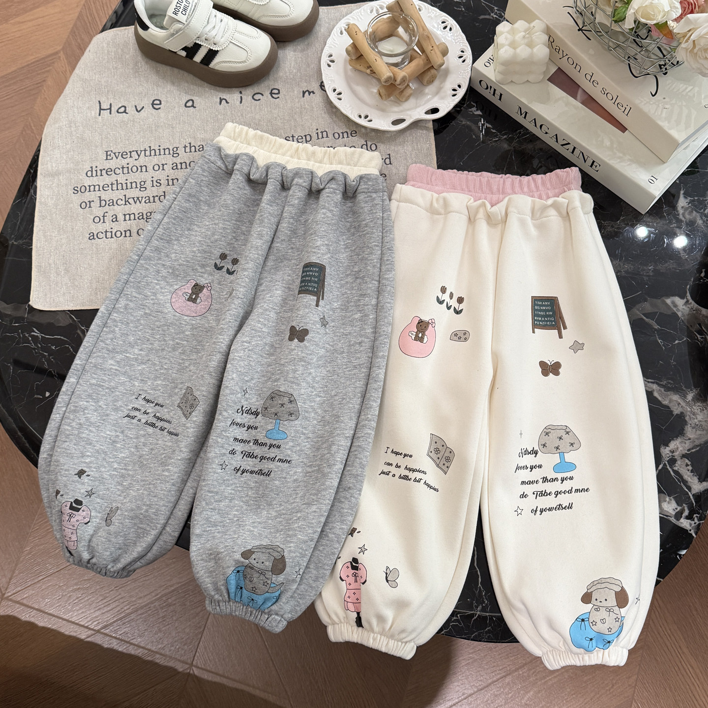 女童春季新款可爱印花休闲运动裤女宝宝时尚百搭卫裤儿童童装韩版