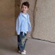 新款 春季 女童韩版 蓝色抽绳衬衫 akc 女宝宝休闲 鹿儿岛