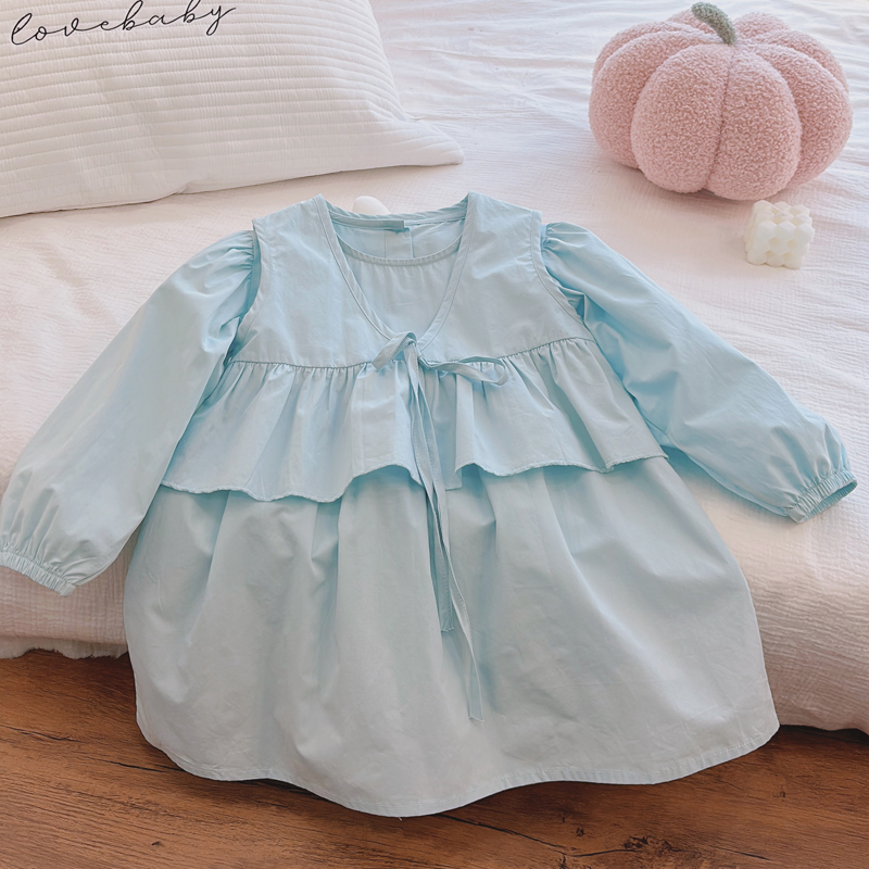 女童衬衫裙春秋季新款儿童洋气公主裙小女孩纯棉裙子宝宝两件套潮