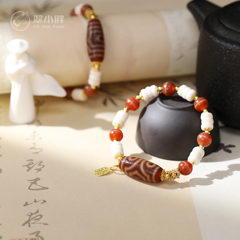 红肉宝盖三玛瑙手串CTZA293 多样性发1