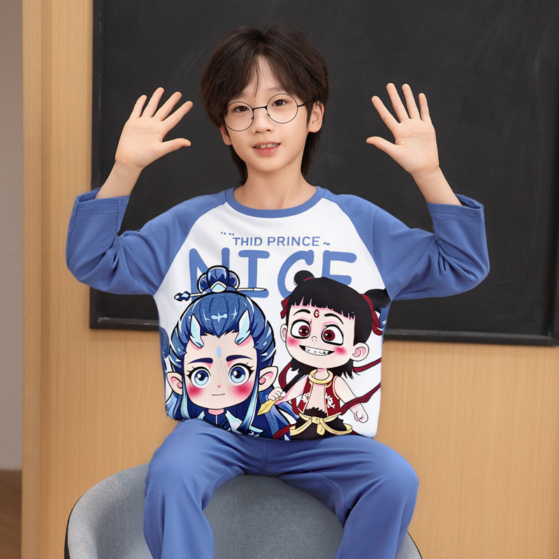 哪吒敖丙卡通睡衣儿童小男孩高端