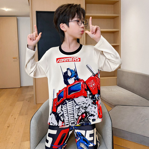 春秋天儿童睡衣卡通变形金刚长袖