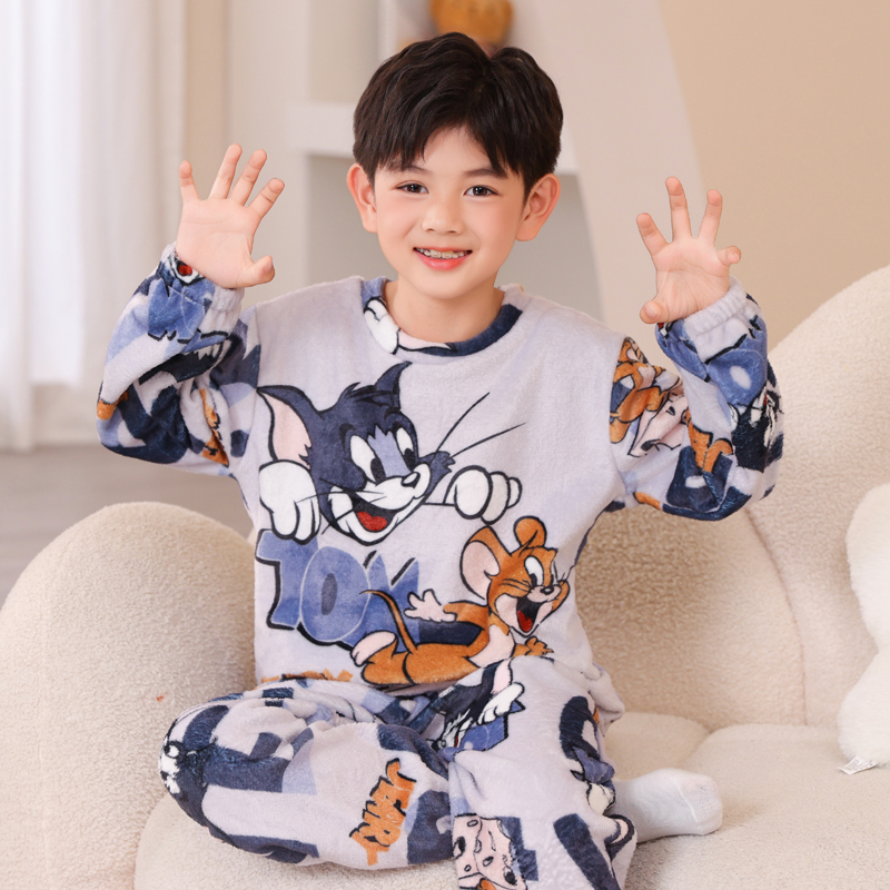 儿童睡衣珊瑚绒小男孩卡通秋冬季