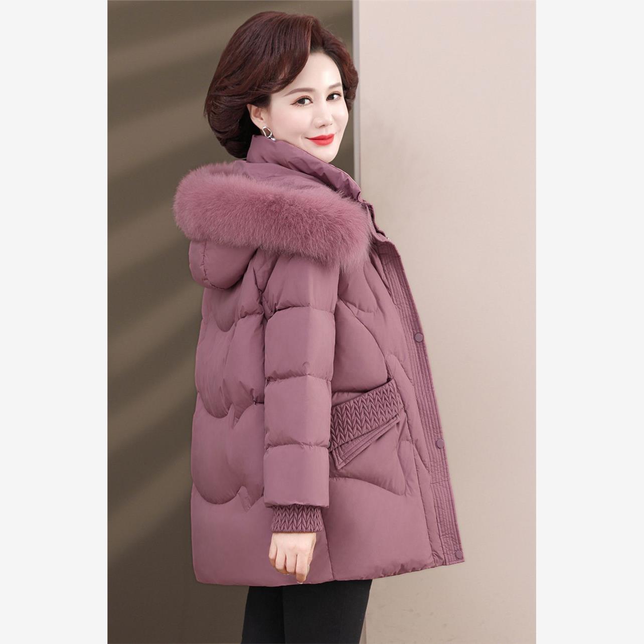 妈妈冬装棉衣中长款加绒