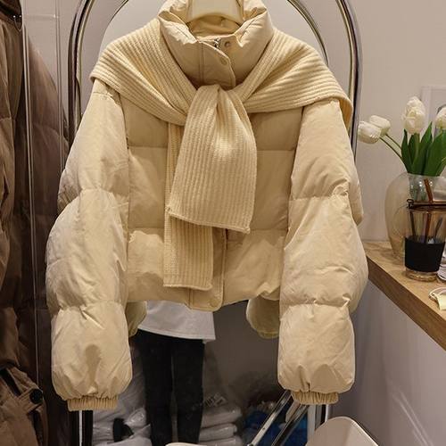 针织围巾披肩羽绒服短款2