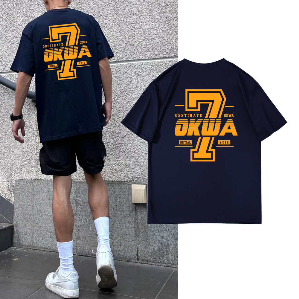 美式潮牌运动趣味7号圆领短袖宽松投篮服运动健身跑步速干衣潮V