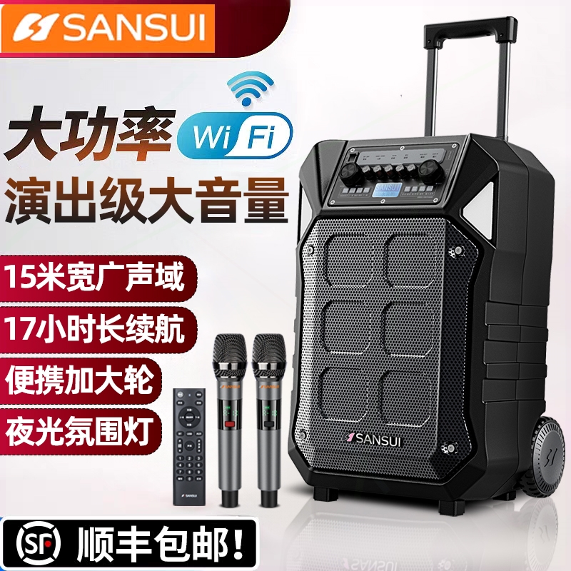 山水D12广场舞台户外k歌音响一体营团建功率蓝牙话筒音箱机专业露