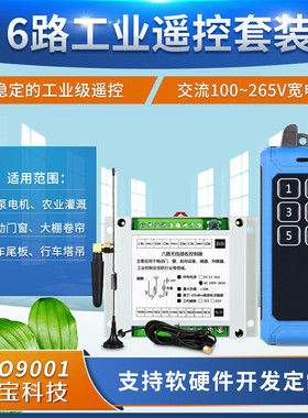 蓝色机甲风6键工业遥控交流220伏六路灯具马达电机洗车机控制开关