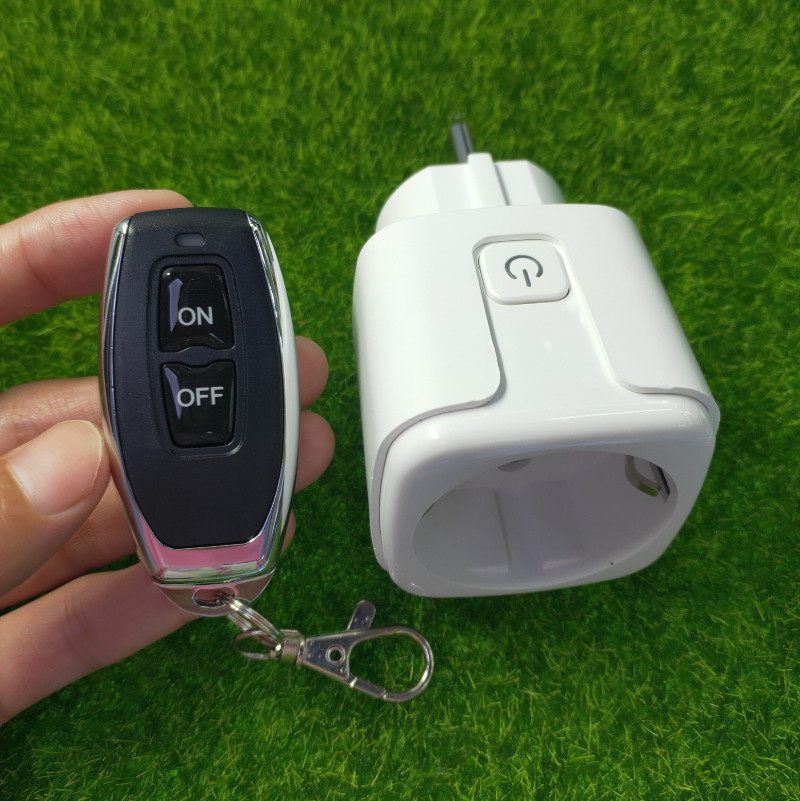 小辣椒金属ONFF英文遥控RF欧规小体积插座家电控制灯电源开关插头
