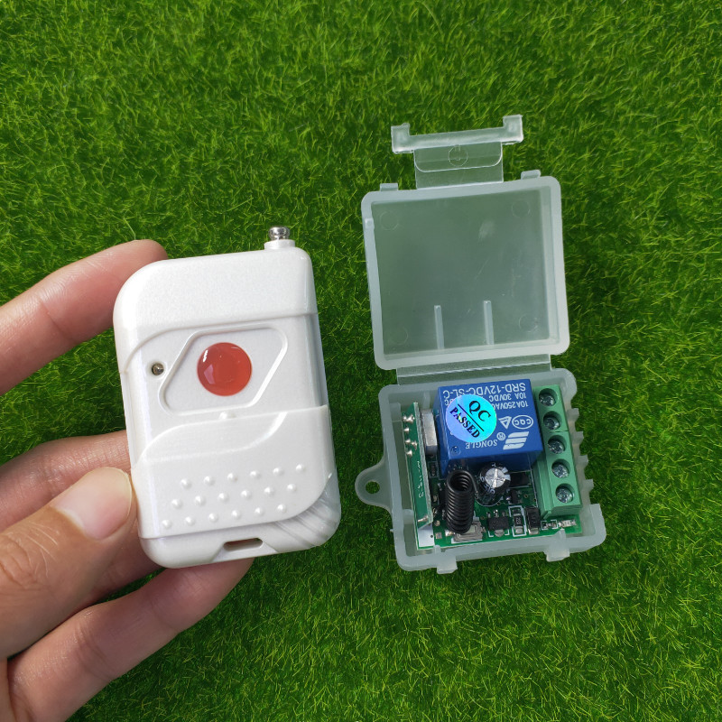 白色推盖单键遥控12V一路LED车灯具喇叭门禁电控锁开关延时控制器