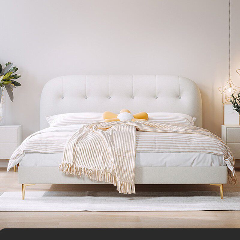 布艺床奶油现代简约网红款ins轻奢双人大床主卧科技布实木箱体床