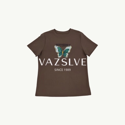 【VAZSLVE/全新奢品】捡漏 蝴蝶 时尚刺绣圆领宽松版短袖T恤81008