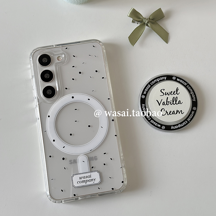 黑色泼墨英文s23ultra磁吸手机壳