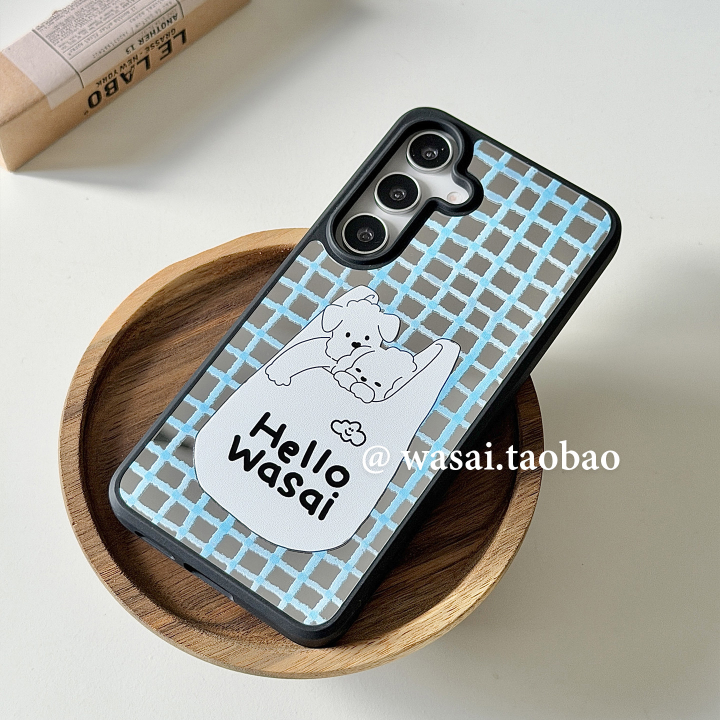 WASAI哇噻 韩国ins小众设计可爱袋子小狗镜面插画适用三星s26ultra手机壳s24黑边防摔硅胶s25ultra新款s24+女
