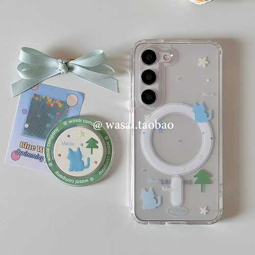 可爱猫咪插画s23ultra磁吸手机壳