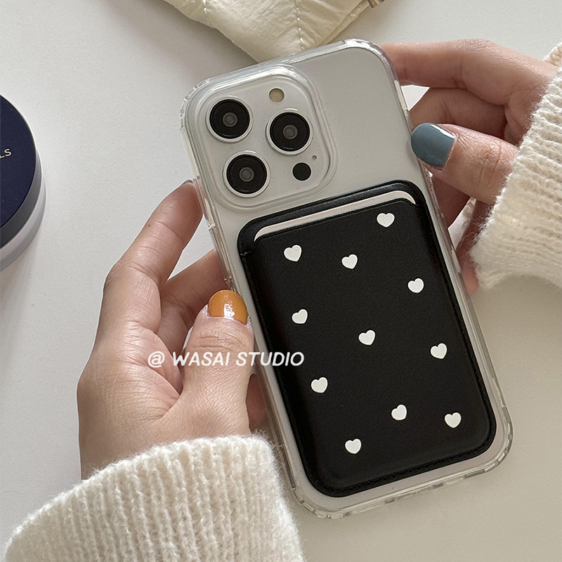 小众简约小爱心磁吸卡包手机壳